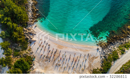 Marble beach (Saliara beach). Thassos, Greece 32286811