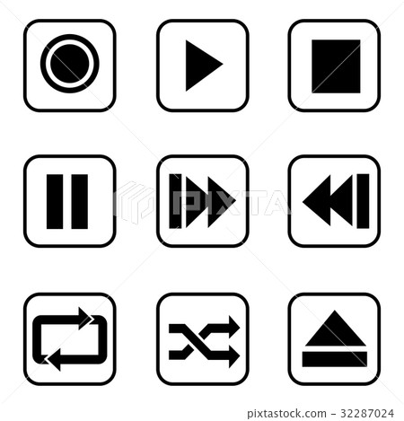 Media player buttons icons on white background. Media player buttons icons on white background. 32287024