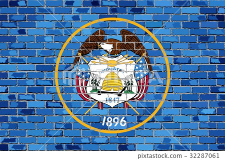 Flag of Utah on a brick wall Flag of Utah on a brick wall 32287061