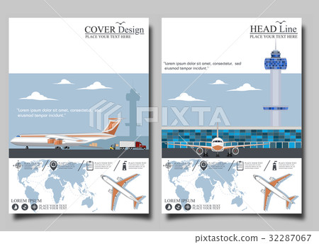 Aviation flyers set with airplane Aviation flyers set with airplane 32287067