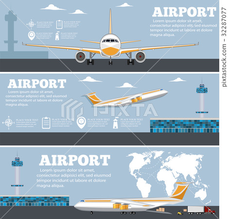 Airport poster set with airplane 32287077