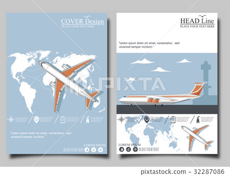 Aviation flyers set with airplane Aviation flyers set with airplane 32287086