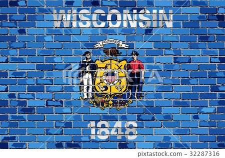 Flag of Wisconsin on a brick wall - Stock Illustration [32287316] - PIXTA