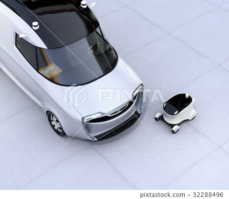 Automatic operation Delivery image of van and automatic delivery robot. original design. Automatic operation Delivery image of van and automatic delivery robot. original design. 32288496