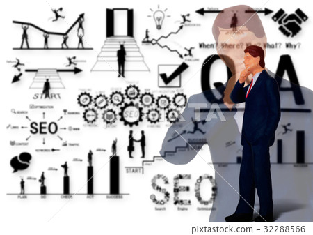 Business man who thinks about business plan 32288566