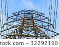 Close up view of high voltage tower with cables 32292190