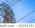 Close up view of high voltage tower with cables 32292191