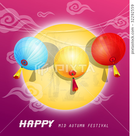 Happy mid autumn festival - Stock Illustration [32292559] - PIXTA