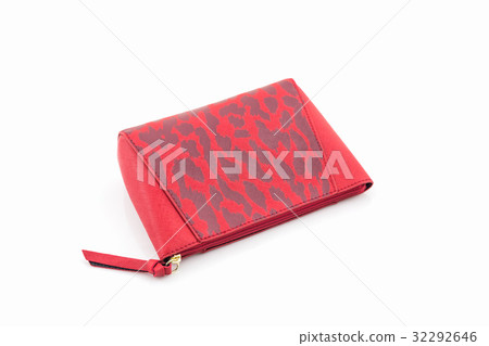 Red leather cosmetic bag. 32292646