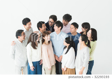 Large group smile (white background) 32293193