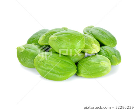 Parkia speciosa seeds or bitter bean on white  32293239