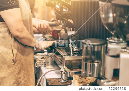 Barista people making coffee with coffee machine 32294818
