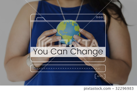 Save environment protection word with website layout banner on globe hands background 32296983