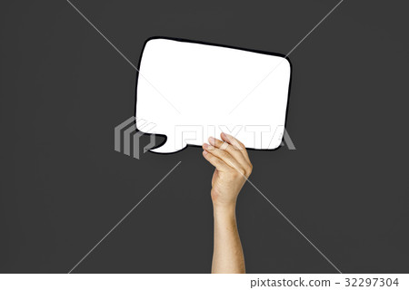 Human Hand Holding Chat Bubble 32297304
