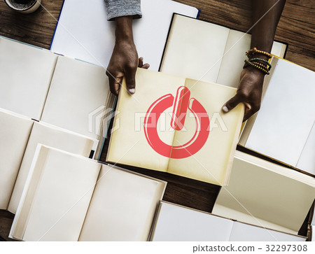 Illustration of power button beginning startup Illustration of power button beginning startup 32297308