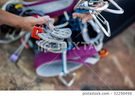 Close up climbing equipment Close up climbing equipment 32298498