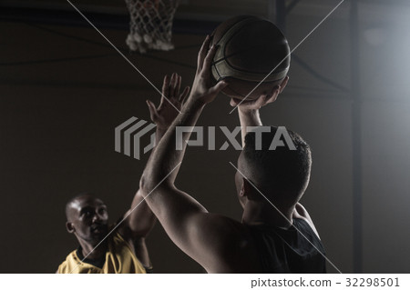Portrait of men playing basket Portrait of men playing basket 32298501