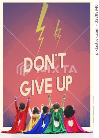 Group of superheroes kids with aspiration word graphic 32298940