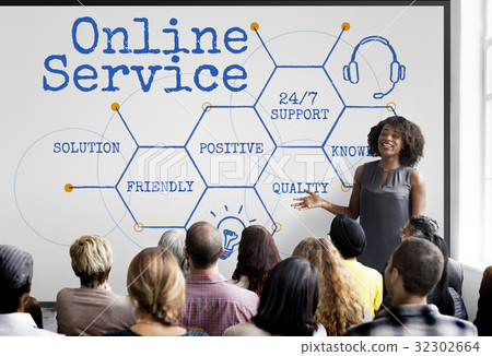 Online Service Customer Hexagon Diagram Icon 32302664