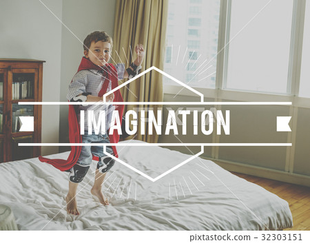 Little Kid with Imagination Word Stamp Banner Graphic Little Kid with Imagination Word Stamp Banner Graphic 32303151