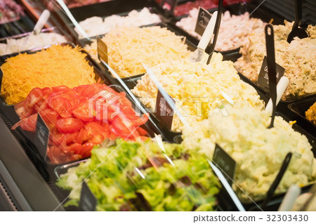 Focus on Shelves with salad Focus on Shelves with salad 32303430