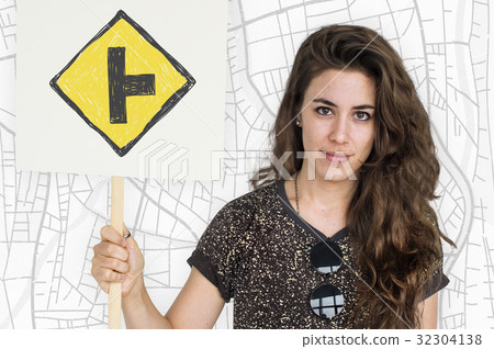 Woman holding network graphic overlay banner Woman holding network graphic overlay banner 32304138