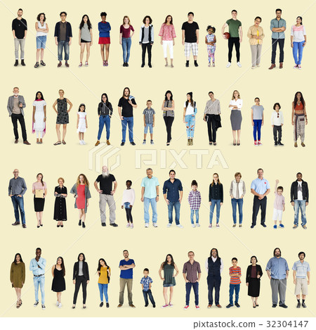 Diversity People Set Gesture Standing Together Studio Isolated 32304147