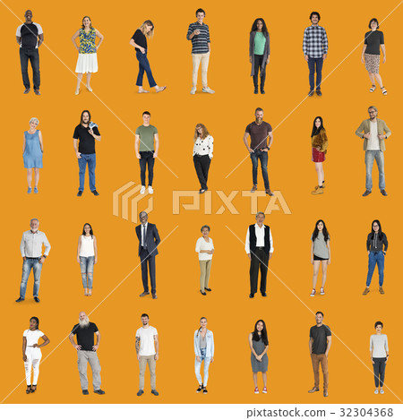 Various of diversity people full body standing with smiling on background 32304368
