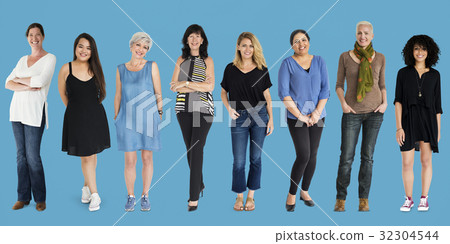 Diversity Women Set Gesture Standing Together Studio Isolated Diversity Women Set Gesture Standing Together Studio Isolated 32304544