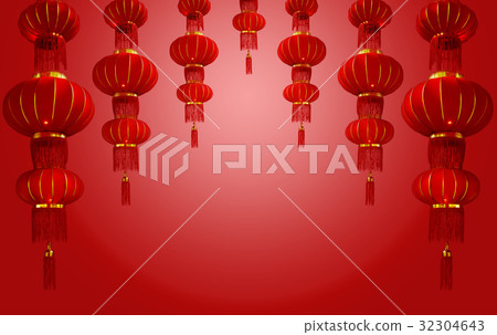 set of red Chinese lanterns circular set of red Chinese lanterns circular 32304643
