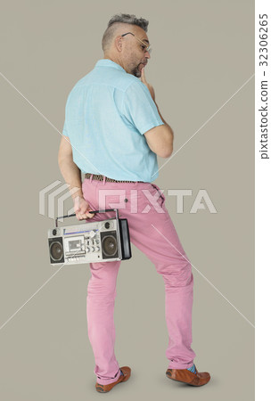 Senior Man Stylish Holding Radio Senior Man Stylish Holding Radio 32306265