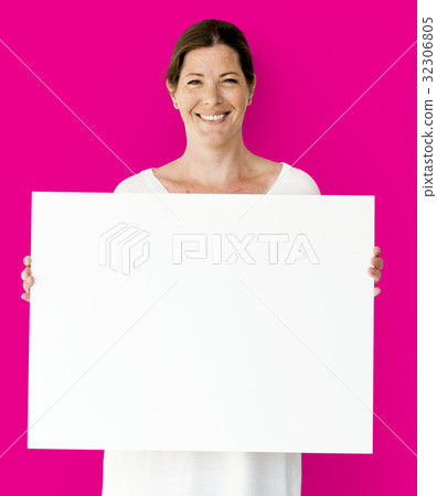 Caucasian Woman is Holding Placard 32306805
