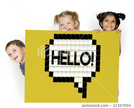 Kids Say Hello Hi Greeting Speech Bubble Graphic Kids Say Hello Hi Greeting Speech Bubble Graphic 32307004