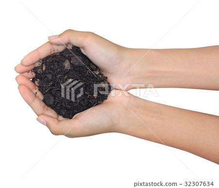 Hand holding a black soil Hand holding a black soil 32307634
