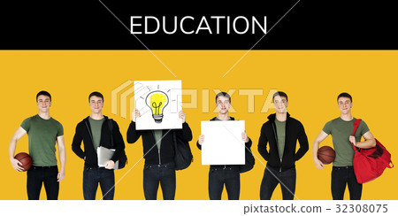 Young Adult Man Sport Player Studio Portrait Isolated 32308075