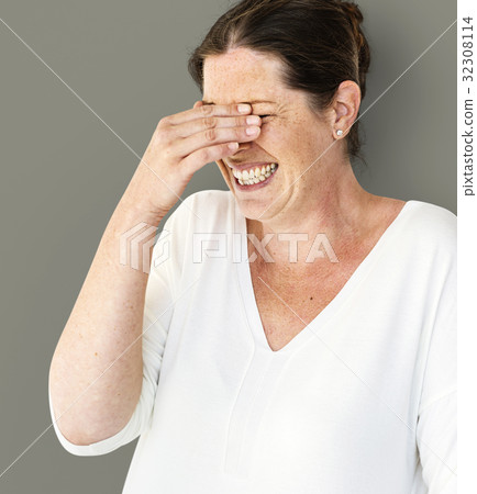 A Caucasian Woman is Smiling 32308114