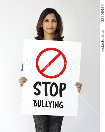 Woman holding billboard network graphic overlay 32308429