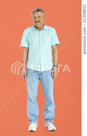 Senior Adult Man Face Smile Expression Studio Portrait 32308852