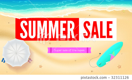 Summer sand of beach on the seashore. Selling ad