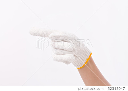 worker hand pointing up one finger to the side 32312047