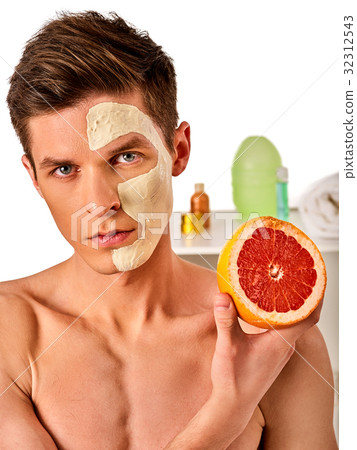Facial mask from fresh fruits and clay for man Facial mask from fresh fruits and clay for man 32312543