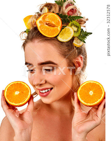 Hair hydrating mask from fresh fruits on woman 32312578