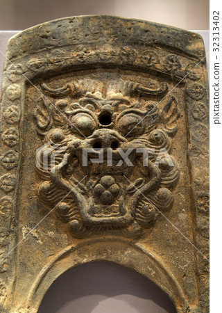 新羅時代，韓國國家博物館，首爾龍山區的野獸面磚 32313402