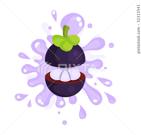 Sliced ripe masngosteen juice splashing, colorful 32313541