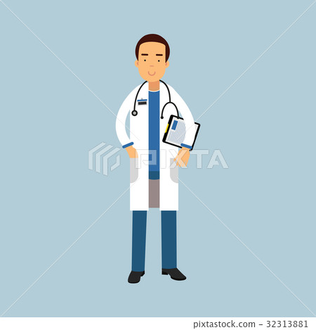 Male doctor character in uniform standing with 32313881