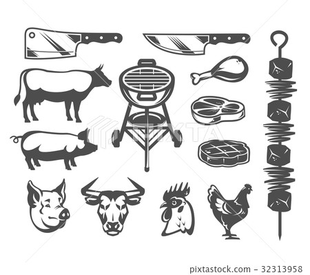 Set grill and barbecue icons 32313958