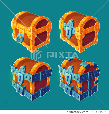 Collection of wooden chests locked and bound iron Collection of wooden chests locked and bound iron 32314593