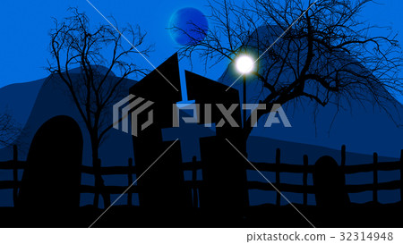 Halloween background with spooky graveyard 32314948