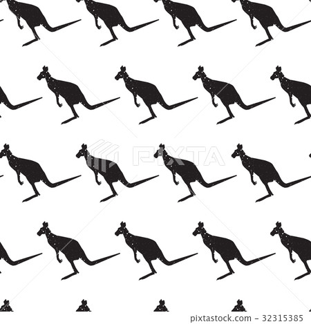 Seamless Pattern With Black Silhouette Kangaroo 32315385