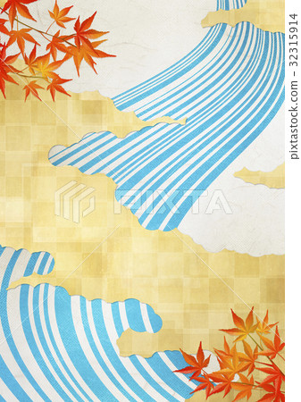 Background material that feels sum (gold leaf, cloud, streamline, autumn leaves) Background material that feels sum (gold leaf, cloud, streamline, autumn leaves) 32315914